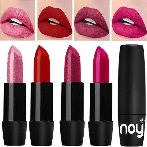 Noy Truly Creamy Matte Lipsticks Set Of 4 Pcs Metallic Light Pink Red Metallic Magenta Magenta