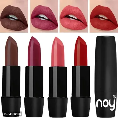 Noy Creme Matte Long Stay Bold Color Pigmentation Creamy Matte Lipstick Combo Dark Brown Onion Light Peach Brick Red