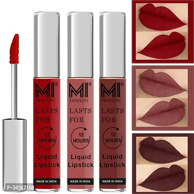 Mi Fashion Lipstick Combo Liquid Matte Lipsticks For Women Red Brown Lipstick Coffee Lipstick Matte Set Of 3 Pcs