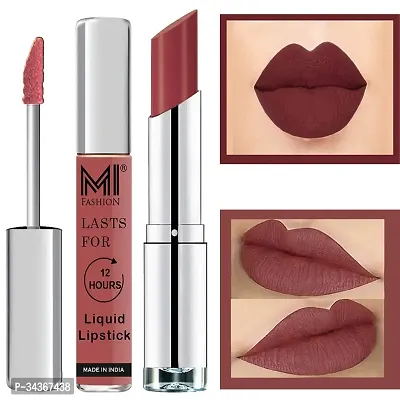 Mi Fashion Made In India Lipstick Combo Offers Veg Long Lasting - Brown Liquid Matte Lipstick Brown Raisin Creamy Matte Lipstick-thumb0