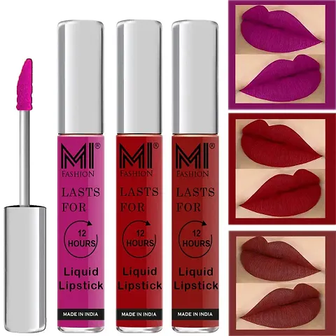 Mi Fashion Matte Lipsticks Combo Offers Liquid Wine Lipstick Liquid Red Matte Lipstick Red Brown Lipstick Set Of 3 Pcs