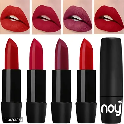 Noy Long Lasting Creme Matte Lipsticks Combo Of 4 Pcs Red Carrot Red Wine Blood Red