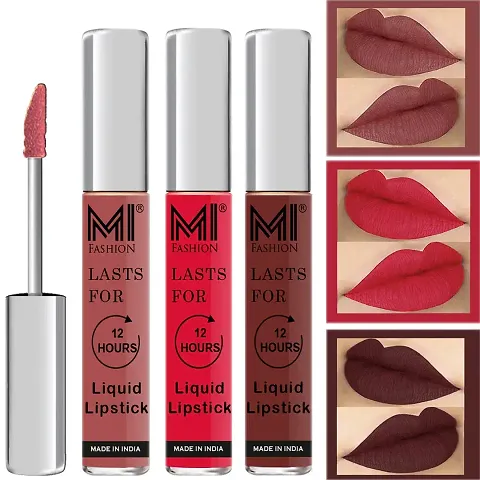 Mi Fashion Mat Lipstick Combo Offers Liquid Dark Brown Lipsticks Pink Matte Lipstick Coffee Lipstick Shades Set Of 3 Pcs