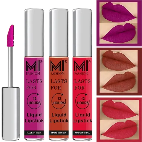 Mi Fashion Matte Lipstick Combo Wine Lip Gloss Brick Red Lipsticks Lipsticks Pink Colour Set Of 3 Pcs