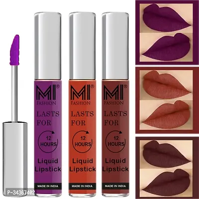 Mi Fashion Lipsticks Set Liquid Matte Violet Lipsticks Brick Red Lipsticks Coffee Lipstick Shades Set Of 3 Pcs