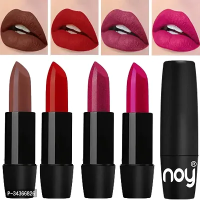 Noy Madly Matte Creamy Lipsticks Combo Long Lasting Chocolate Red Metallic Magenta Magenta-thumb0