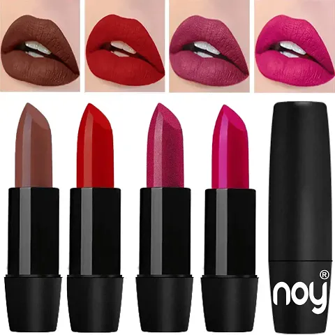 Noy Madly Matte Creamy Lipsticks Combo Long Lasting Chocolate Red Metallic Magenta Magenta