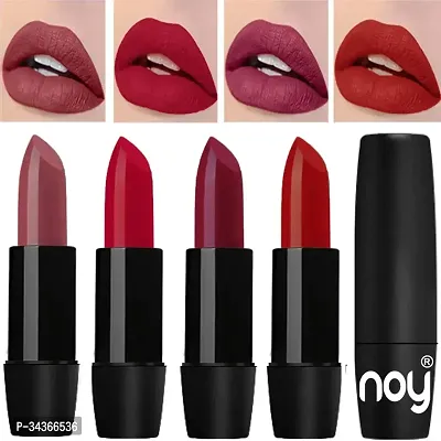 Noy Truly Creamy Matte Lipsticks Set Of 4 Pcs Dark Nude Carrot Red Wine Brick Red