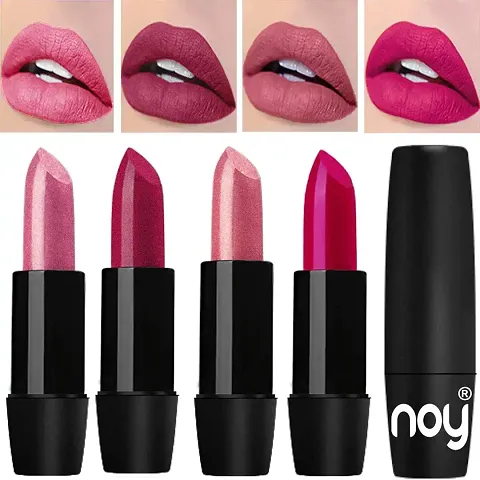 Noy Truly Creamy Matte Lipsticks Set Of 4 Pcs Metallic Light Pink Metallic Magenta Metallic Pink Magenta