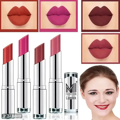 Matte Lipstick Combo 4 Vivid Colours Orange Rosy Pink Brown Raisin Mauve