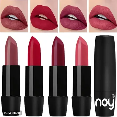 Noy Long Lasting Creme Matte Lipsticks Combo Of 4 Pcs Dark Nude Carrot Red Wine Peach