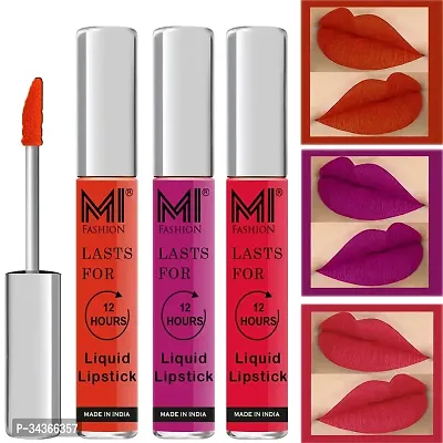 Mi Fashion Matte Lipsticks Combo Set Liquid Matte Orange Matte Lipstick Wine Lipstick Matte Light Pink Lipstick Set Of 3 Pcs