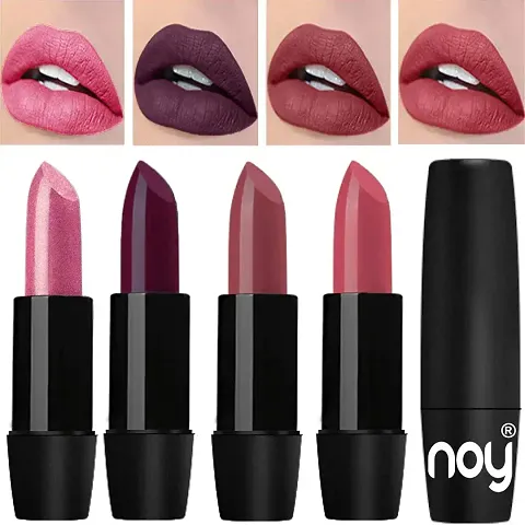 Noy Creme Matte Creamy Lipsticks Combo For Women Metallic Light Pink Dark Wine Dark Nude Peach