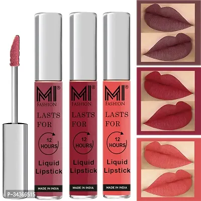 Mi Fashion Waterproof Lipsticks Long Lasting Liquid Matte Chocolate Lipstick Cherry Red Lipstick Peach Matte Lipsticks Set Of 3 Pcs