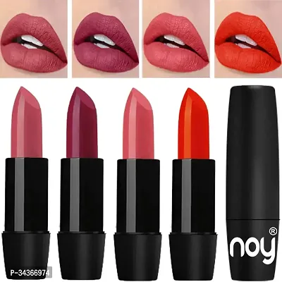 Noy 4 Pcs Creme Matte Lipsticks Set Of Modern Colors Pro Quality Peach Onion Light Peach Orange