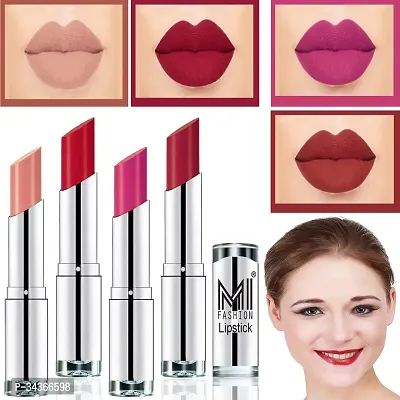 Matte Lipstick Combo ?NudeRed BomberRosy PinkMauve