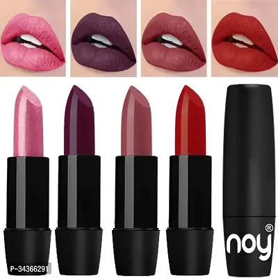 Noy Creme Matte Long Stay Bold Color Pigmentation Creamy Matte Lipstick Combo Metallic Light Pink Dark Wine Dark Nude Brick Red