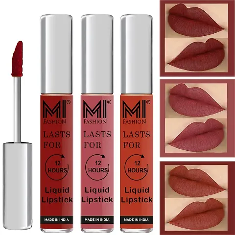 MI Fashion Liquid Lipsticks Matte Lipstick, Set Of 3 Pcs