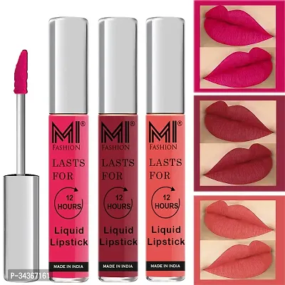 Mi Fashion Matt Lipsticks Liquid Pink Matte Lipstick Cherry Red Lipstick Peach Lipstick Set Of 3 Pcs