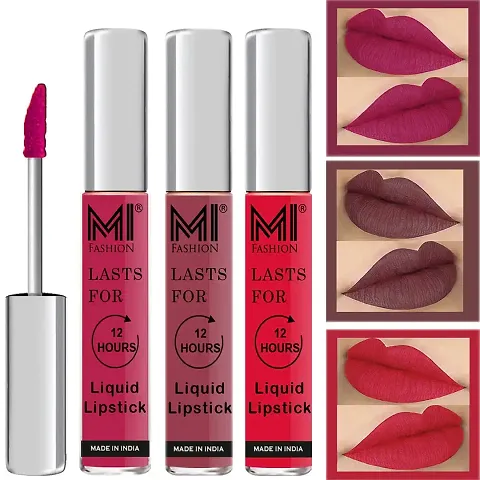 Mi Fashion Matte Lipsticks Liquid Lipsticks Pink Colour Chocolate Lipstick Pink Lipsticks Set Of 3 Pcs