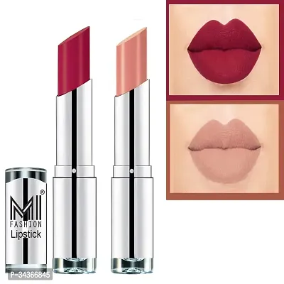 Mi Fashion Veg And Vitamin E Enriched Long Stay Soft Matte Addiction Lipstick Hot Red Nude Tude 7 G-thumb0