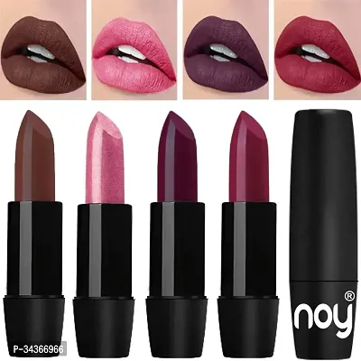 Noy Creme Matte Long Stay Bold Color Pigmentation Creamy Matte Lipstick Combo Dark Brown Metallic Light Pink Dark Wine Red Onion