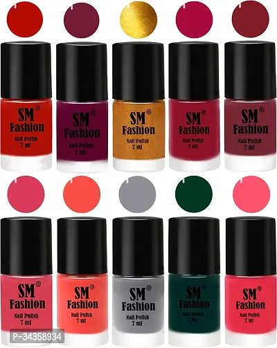 Glossy Nai Polish Non Toxic Ultra Lasting Super Glow Nail paint Pack Of 10