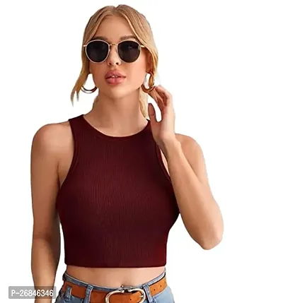 Elegant Maroon Lycra Solid Top For Women