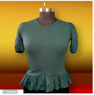 Elegant Green Rayon Solid Top For Women