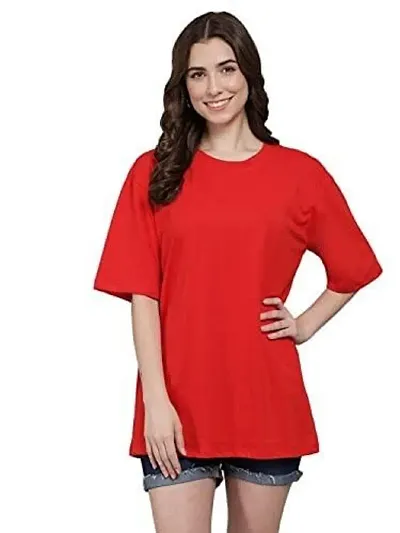 VIBIAN Women Oversized Plain T-Shirt | Solid Women T-Shirt