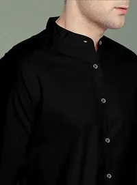 Reliable Black Cotton Solid Long Sleeves Casual Shirts For Men-thumb1