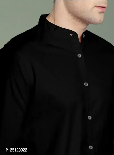 Reliable Black Cotton Solid Long Sleeves Casual Shirts For Men-thumb2