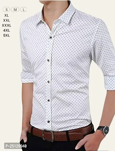 Reliable White Polyester Dotted Long Sleeves Casual Shirts For Men-thumb0