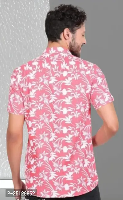 Reliable pink Cotton Floral Print Short Sleeves Casual Shirts For Men-thumb2