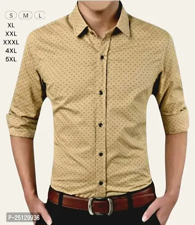 Reliable Mustard Polyester Dotted Long Sleeves Casual Shirts For Men-thumb0