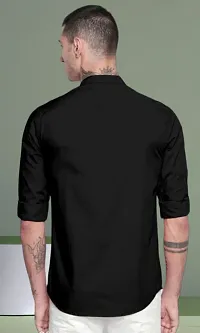 Reliable Black Cotton Solid Long Sleeves Casual Shirts For Men-thumb2