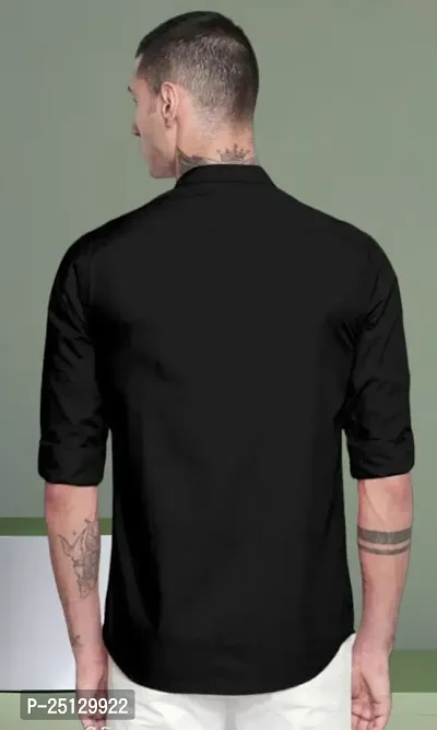 Reliable Black Cotton Solid Long Sleeves Casual Shirts For Men-thumb3