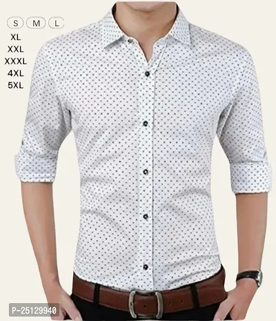 Reliable White Polyester Dotted Long Sleeves Casual Shirts For Men-thumb3