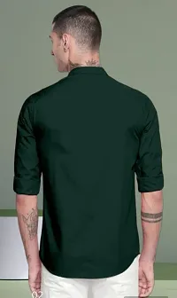 Reliable Drak Green Cotton Solid Long Sleeves Casual Shirts For Men-thumb2