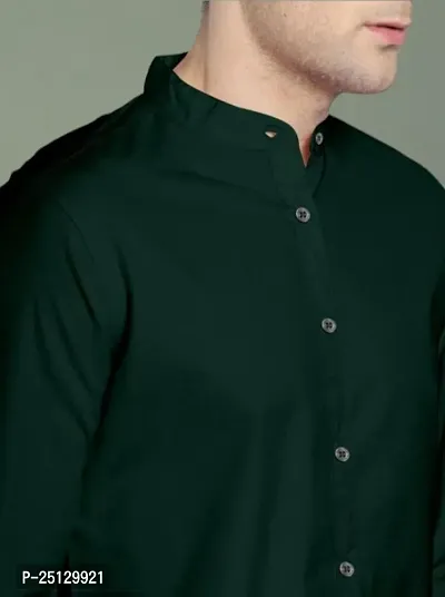 Reliable Drak Green Cotton Solid Long Sleeves Casual Shirts For Men-thumb2