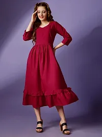 Raisin Women's Crepe Fit and Flare with V-Neck and Half Sleeves Dress for Women|Dresses Dress|Fit  Flare Dress-thumb1