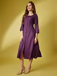 Raisin Women's Polyester Fit and Flare with Collar Neck and 3/4 Sleeve Dress for Women|CasualDress|Regular Dress|Dailywear Dress-thumb3