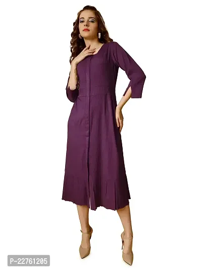 Raisin Women's Polyester Fit and Flare with Collar Neck and 3/4 Sleeve Dress for Women|CasualDress|Regular Dress|Dailywear Dress-thumb0