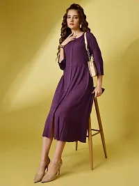 Raisin Women's Polyester Fit and Flare with Collar Neck and 3/4 Sleeve Dress for Women|CasualDress|Regular Dress|Dailywear Dress-thumb4