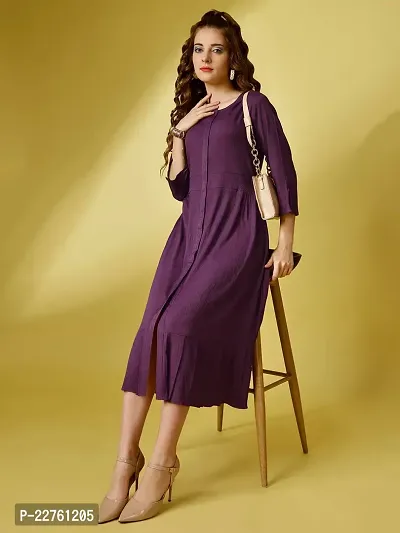 Raisin Women's Polyester Fit and Flare with Collar Neck and 3/4 Sleeve Dress for Women|CasualDress|Regular Dress|Dailywear Dress-thumb5