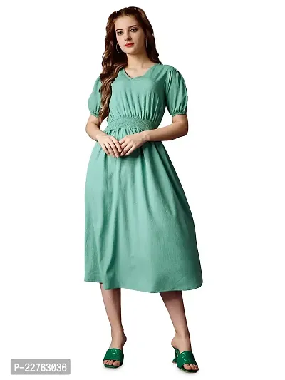 Raisin Women's Polyester Fit and Flare with Collar Neck and 3/4 Sleeve Dress for Women|CasualDress|Regular Dress|Dailywear Dress