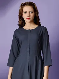 Raisin Women's Polyester Fit and Flare with Collar Neck and 3/4 Sleeve Dress for Women|CasualDress|Regular Dress|Dailywear Dress-thumb3