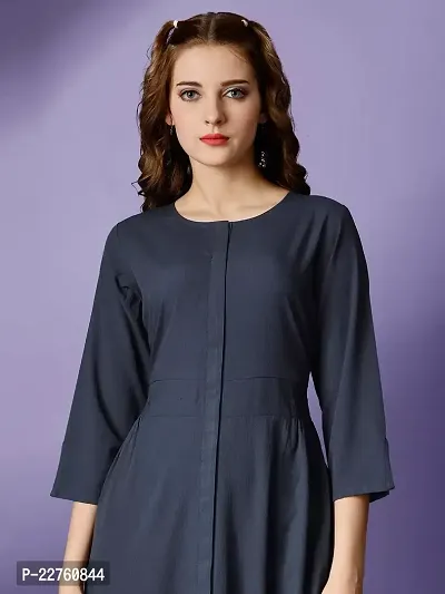 Raisin Women's Polyester Fit and Flare with Collar Neck and 3/4 Sleeve Dress for Women|CasualDress|Regular Dress|Dailywear Dress-thumb4
