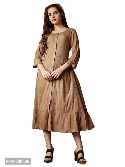 Raisin Women Polyester Fit and Flare with Round Neck and 3/4 Sleeve Dress for Women|Dresses Dress|Fit  Flare Dress-thumb0