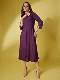 Raisin Women's Polyester Fit and Flare with Collar Neck and 3/4 Sleeve Dress for Women|CasualDress|Regular Dress|Dailywear Dress-thumb1